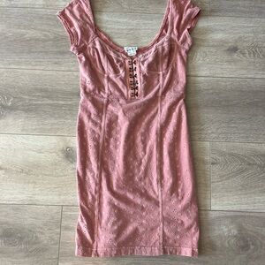 Free People Pink Corset Eyelet Dress